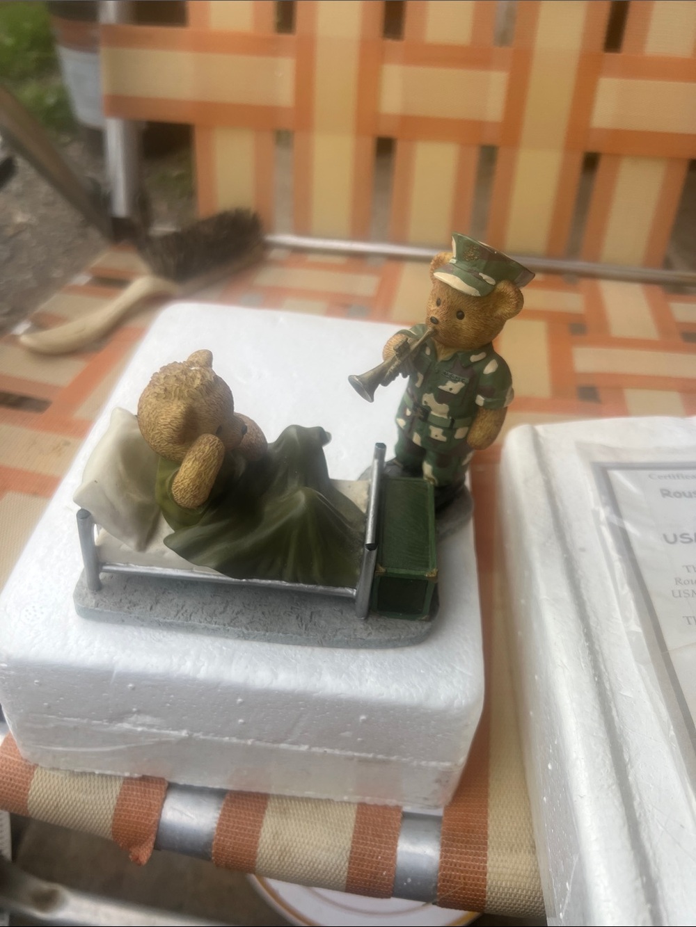 Green Military Bear Figurine Home Accent
